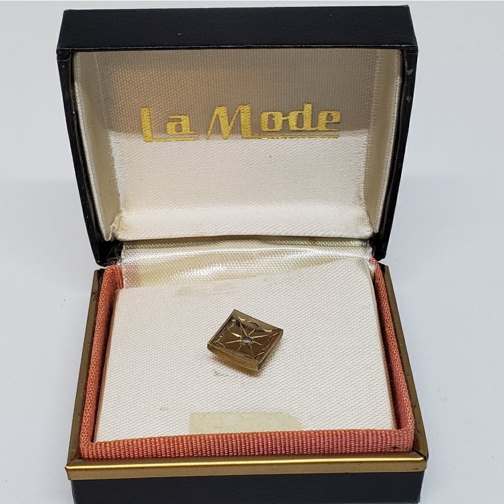 Vintage La Mode Gold Filled Diamond Tie Tac